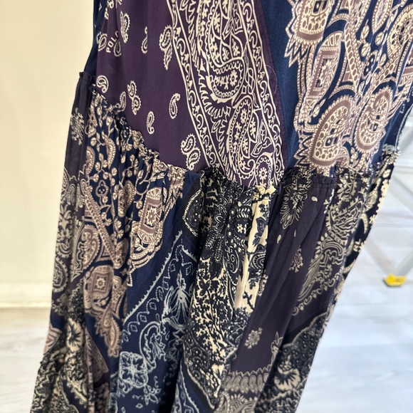 POLO RALPH LAUREN Pattern Mix Keyhole Neck Sleeveless Maxi Dress In Blue Banda - Picture 4 of 9